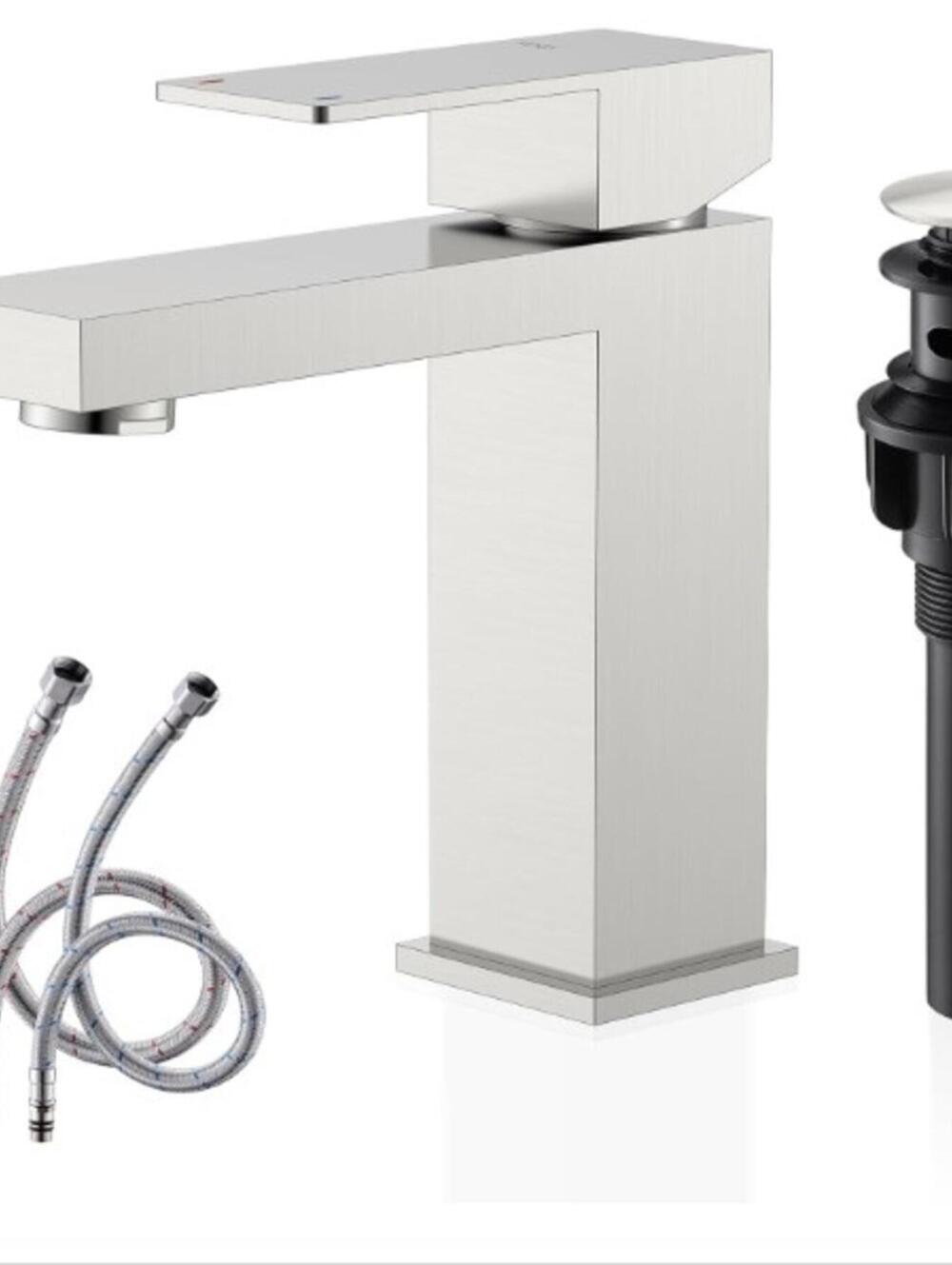 BRAND NEW: Bathroom Sink Faucet with Pop Up Drain Stopper and Water Supply Lines